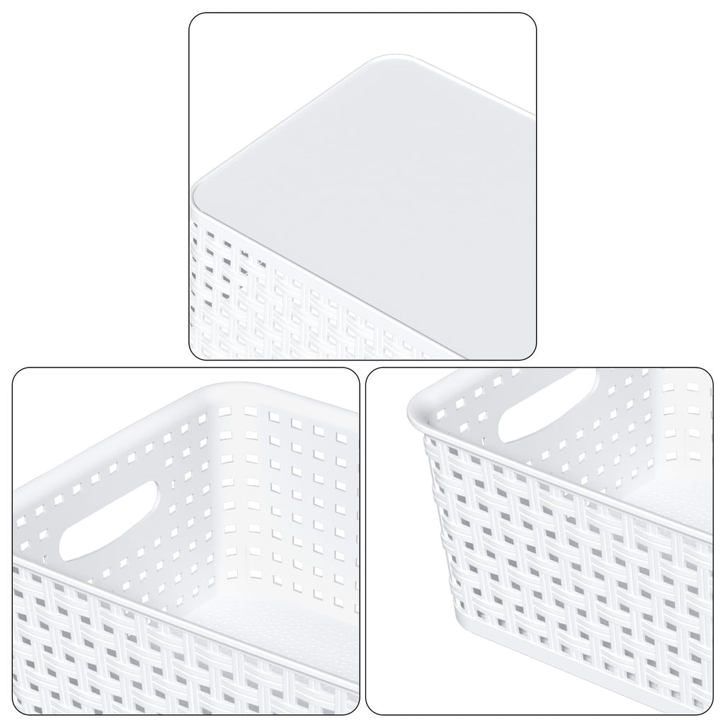 Callyne Set of 6 Plastic Storage Baskets, Organizer Basket, White