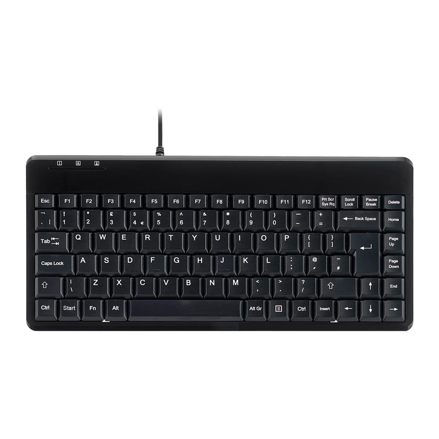 Perixx PERIBOARD-409H Compact Mini Wired Keyboard with 2 USB Hubs - Black