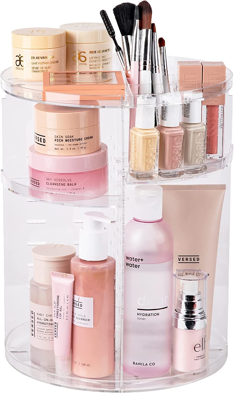 YIEZI 360 Rotating Acrylic Makeup Organiser | Adjustable Skincare Holder