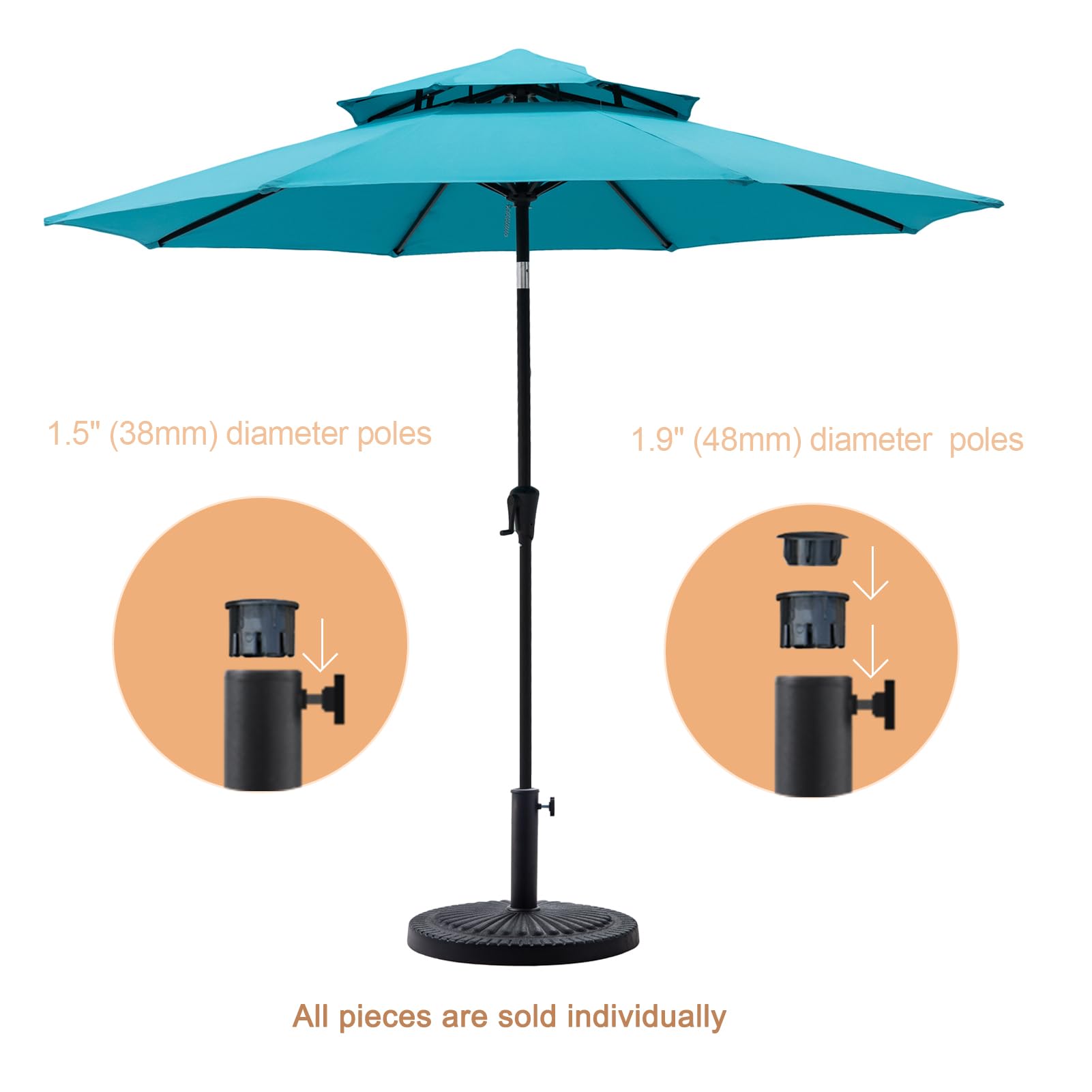 C-Hopetree 14kg Heavy Duty Patio Umbrella Base - Round Resin Stand