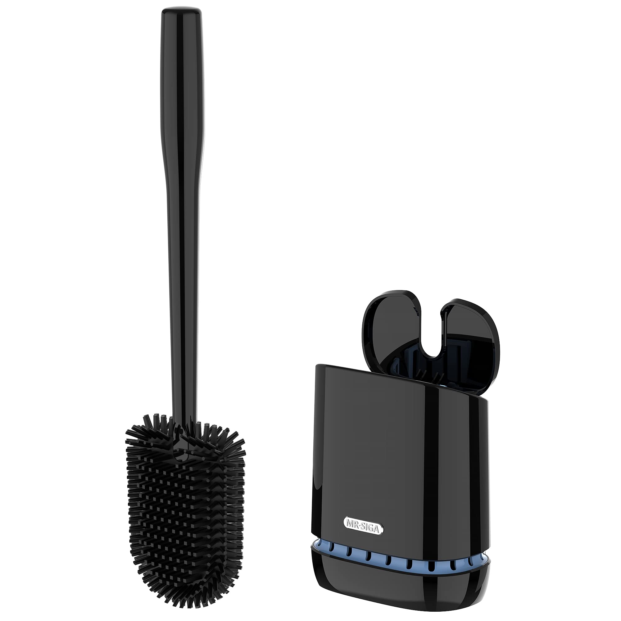 MR.SIGA Toilet Bowl Brush and Holder – Wall Mounted TPR Bristles, Black