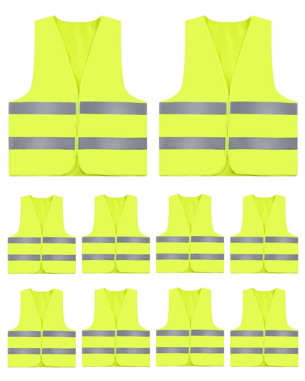 ZephyrCraft 10-Pack Hi Vis Safety Vests | Yellow Reflective Work Gear