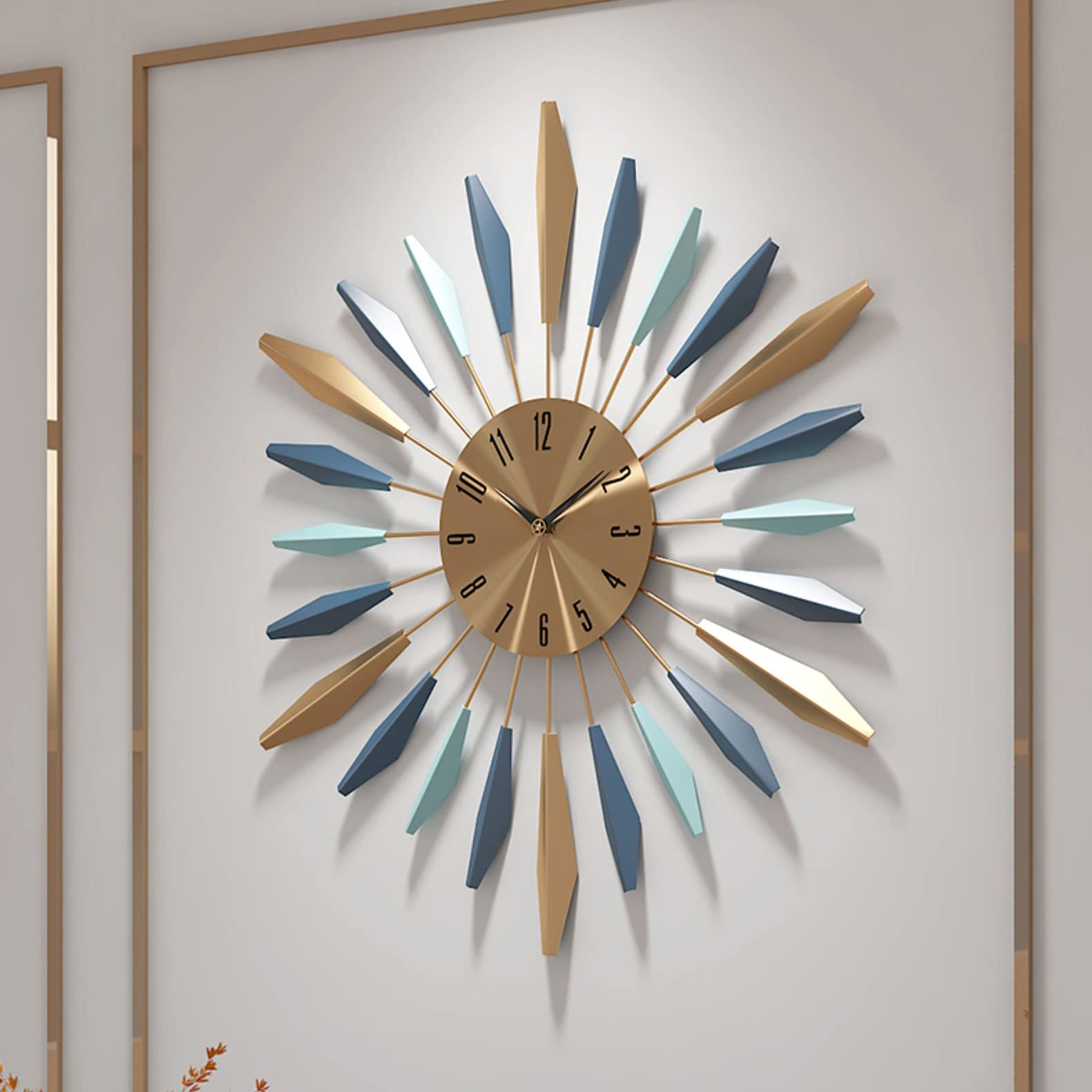 28 Inch Large Metal Wall Clock | Mid-Century Silent Modern Decor