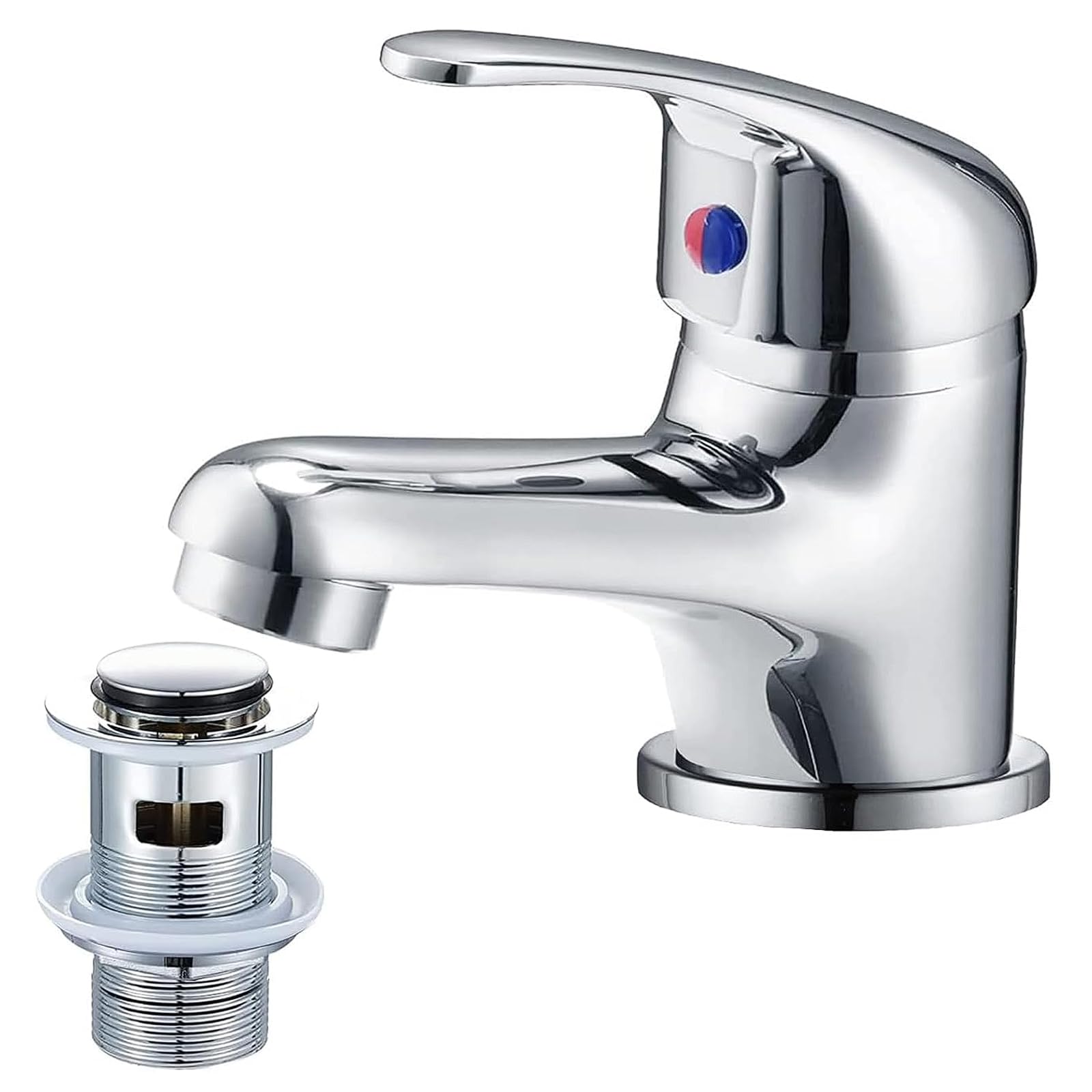 WasserRhythm Chrome Mono Basin Mixer Tap with Pop Up Waste – Single Lever