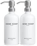 Brighter Barns Glass Soap Dispenser Set – White Farmhouse Kitchen Decor