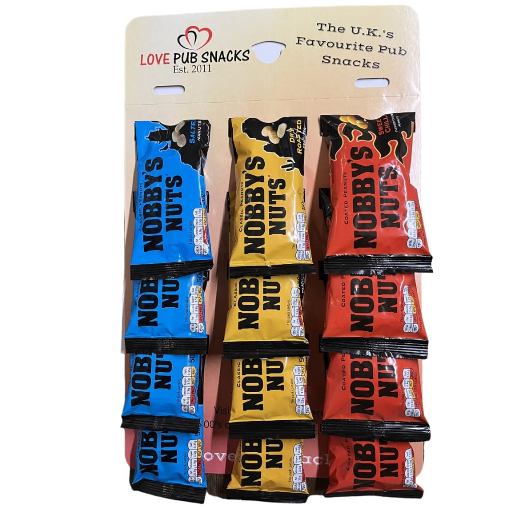 Nobbys Nuts Mixed Pub Card - Salted, Dry Roasted & Sweet Chilli 12 Pack