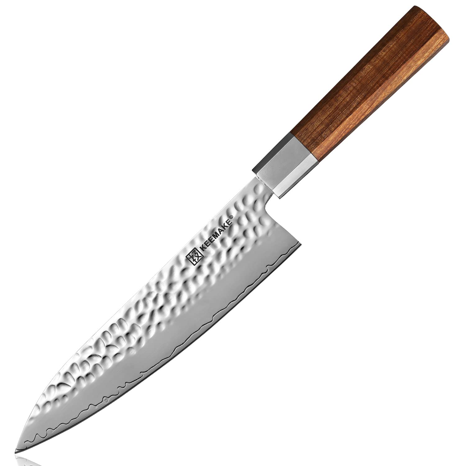 KEEMAKE 8-Inch Japanese Chef Knife | 9CR18MOV High Carbon Steel Wood Handle