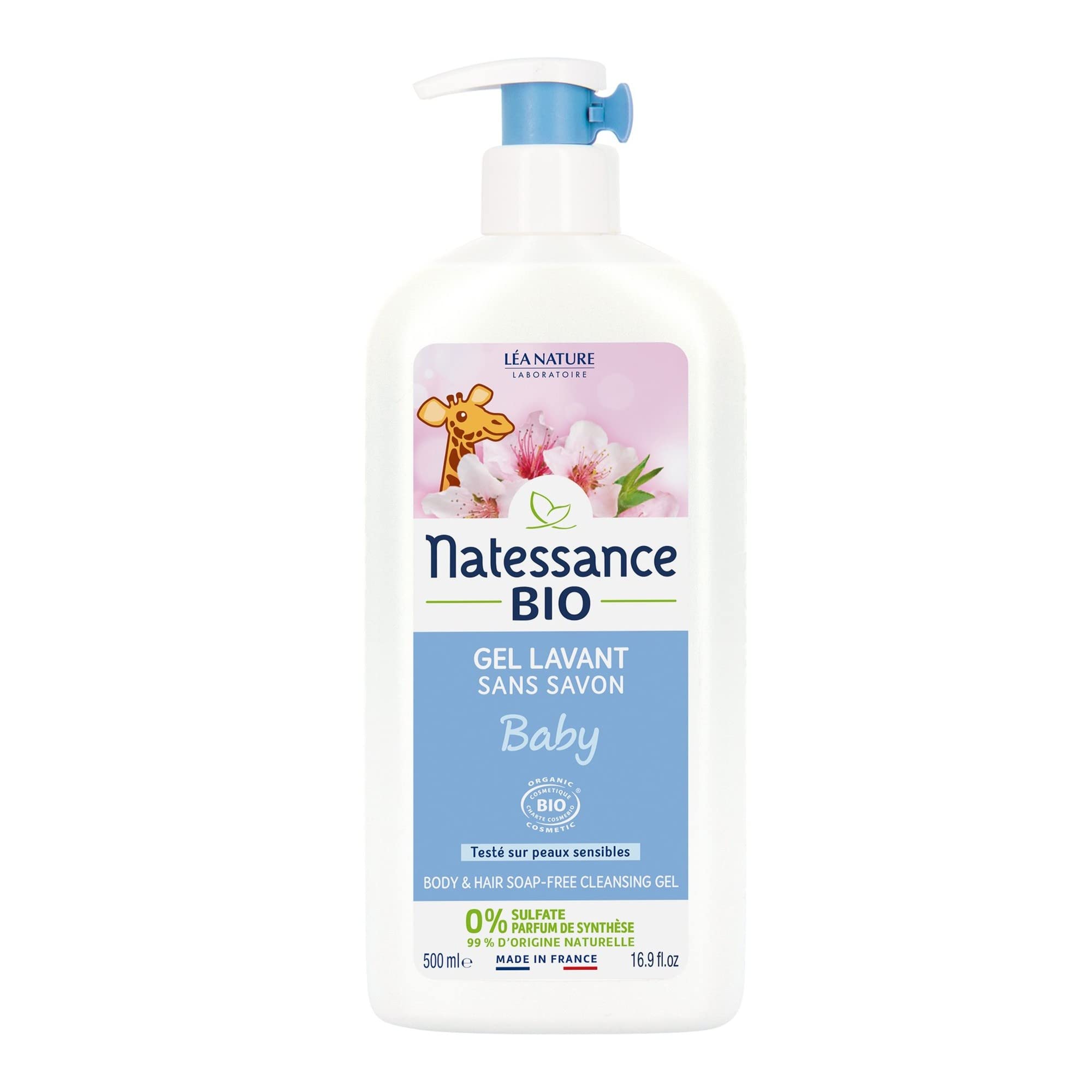 Natessance Organic Baby Body & Hair Cleansing Gel – Soap-Free 500ml