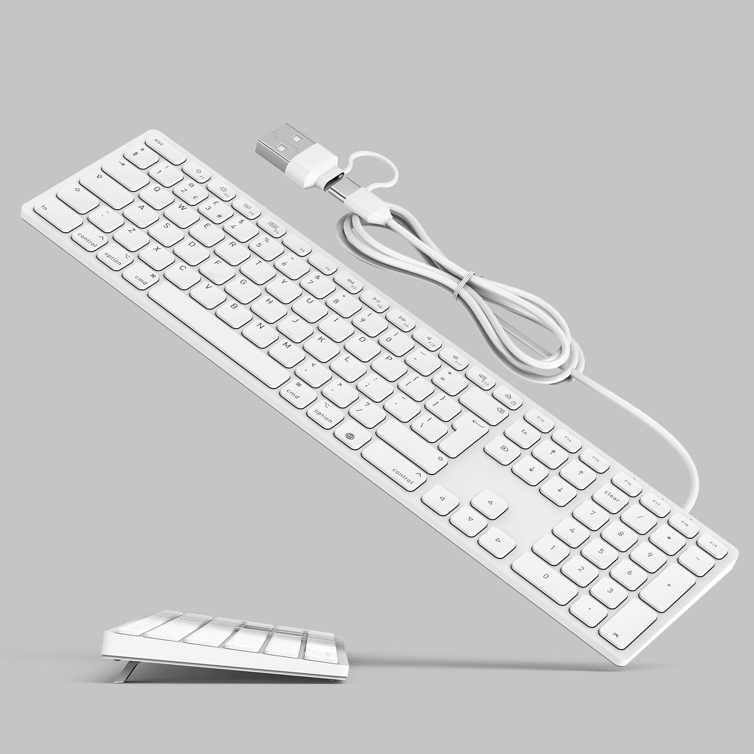 Wired Mac Keyboard with Numeric Keypad and USB-A/C