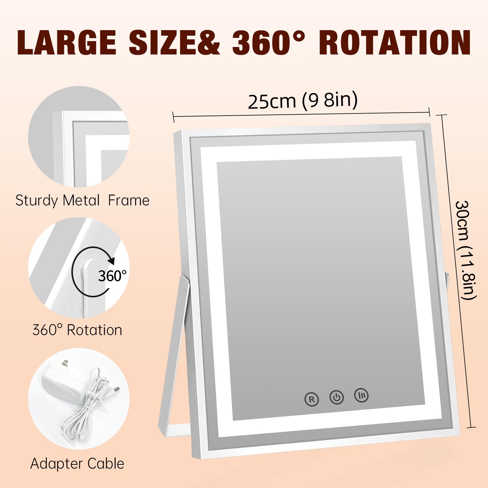 FUNTOUCH Hollywood Vanity Mirror with Lights | 3 Color Modes & Smart Touch