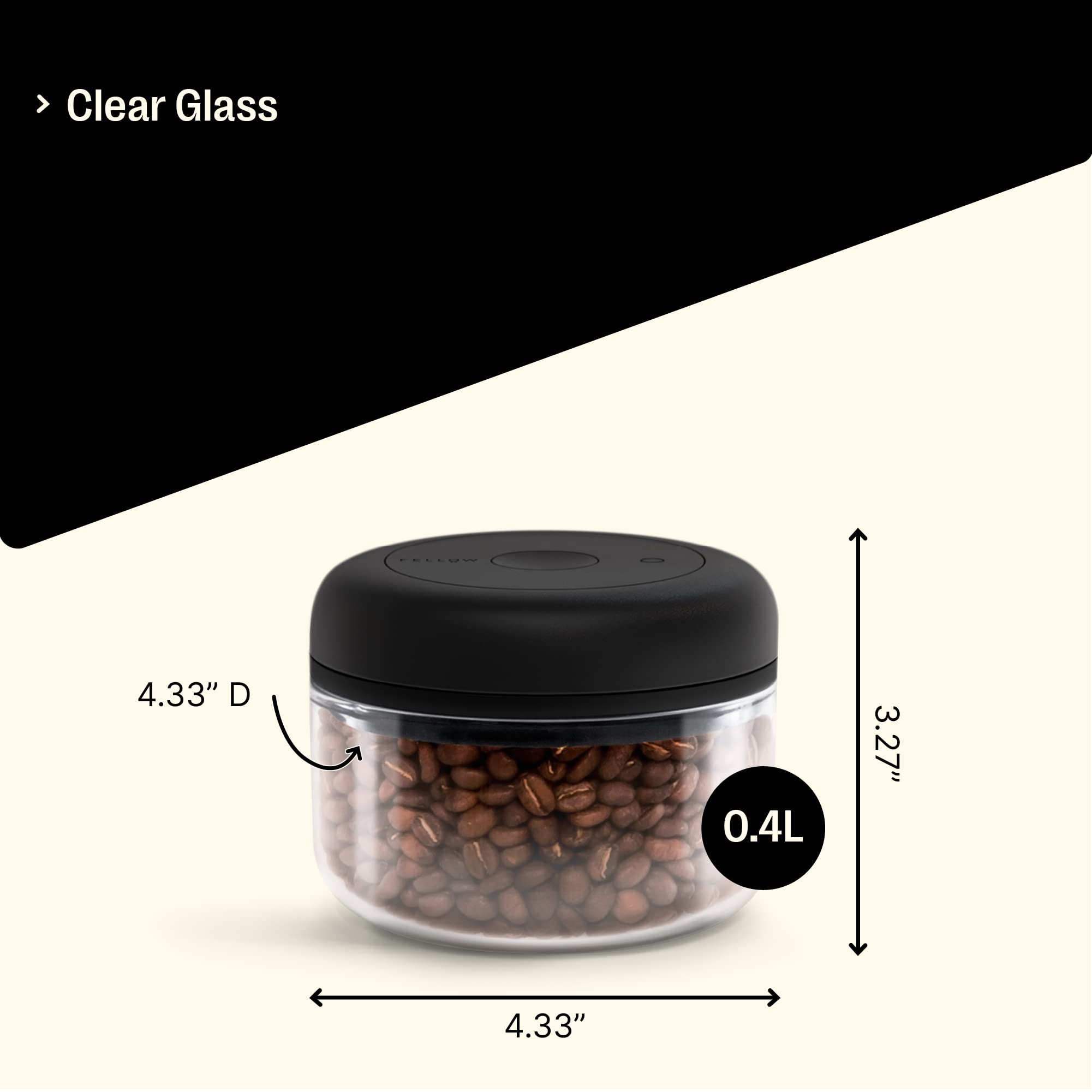 Fellow Atmos Vacuum Canister – 0.4L Clear Glass Coffee Storage Jar