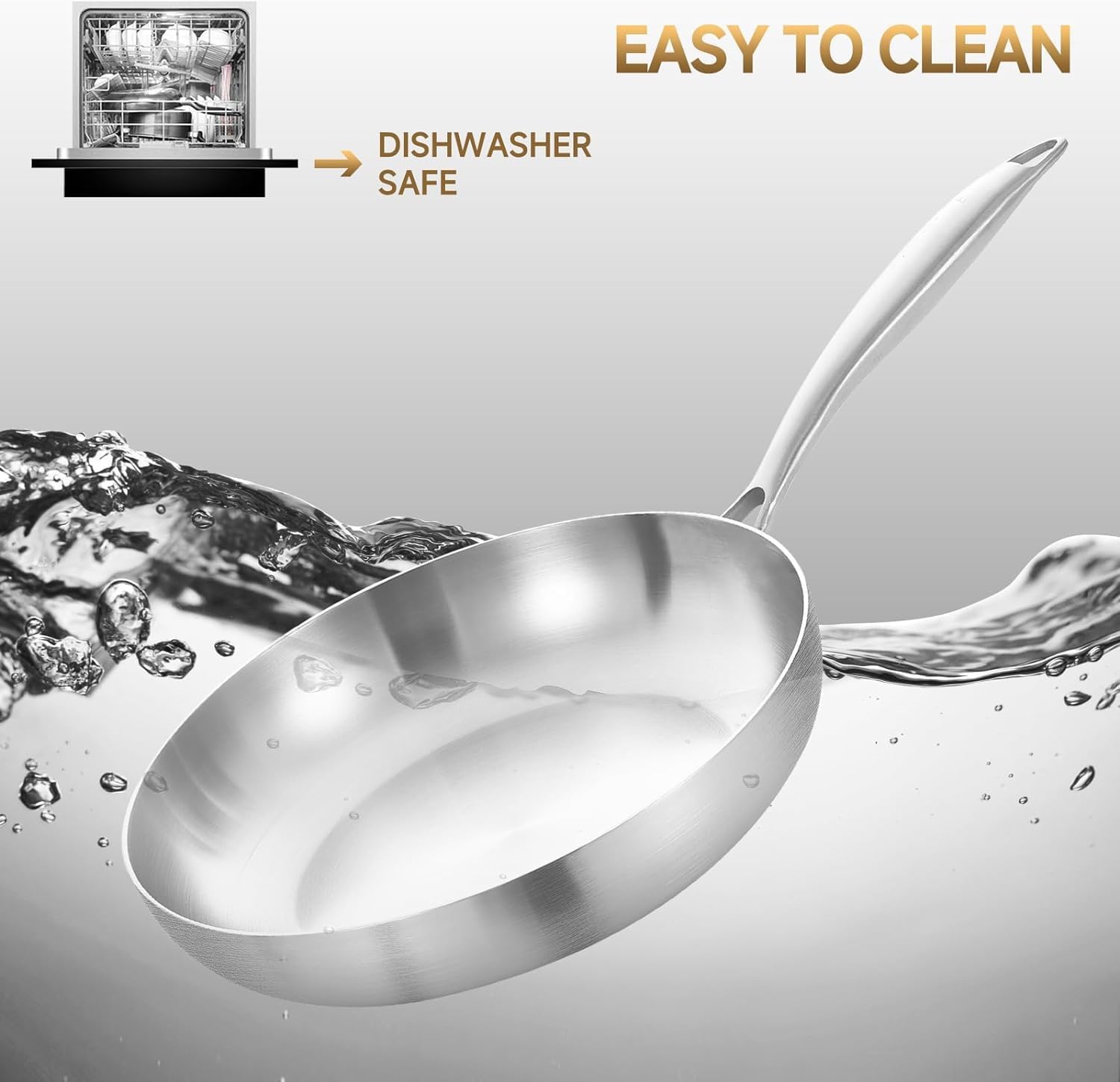Inqibee 30 CM Tri-Ply Stainless Steel Frying Pan with Lid | Induction