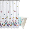 Butterfly Striped Polyester Shower Curtain | 71x71 Inch