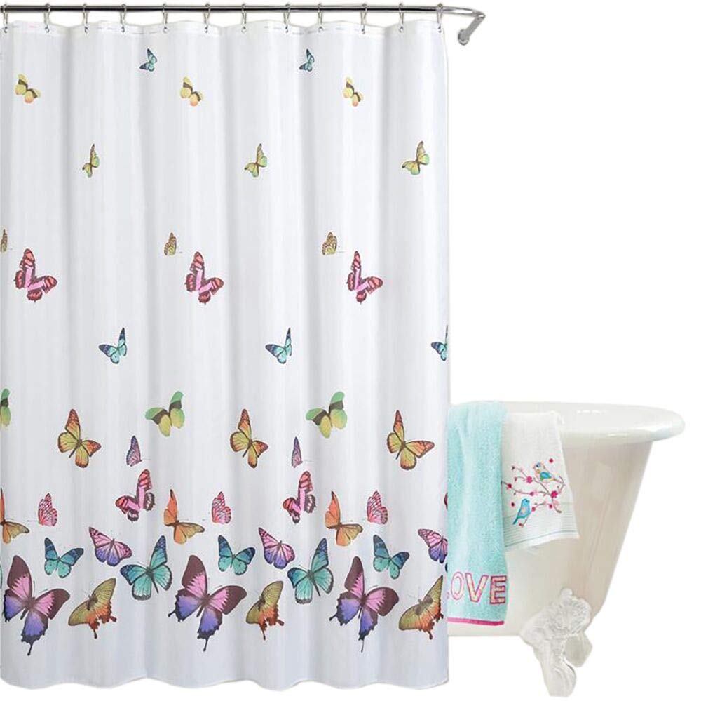 Butterfly Striped Polyester Shower Curtain | 71x71 Inch