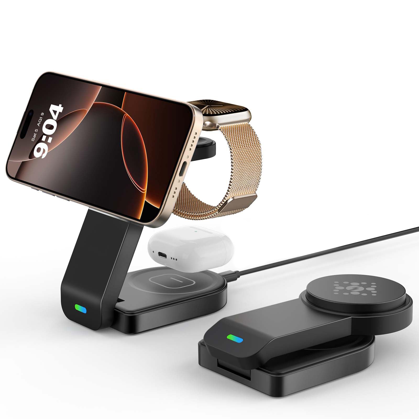 GLILAVOX Magnetic Foldable Wireless Charging Station for iPhone - Black