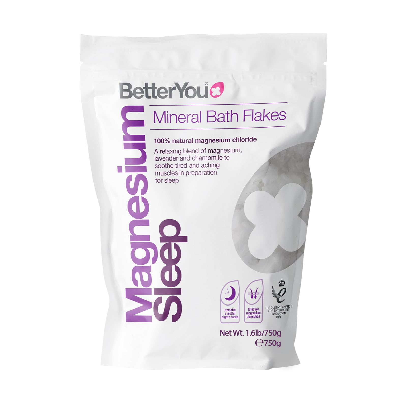 BetterYou Magnesium Sleep Bath Salt Flakes with Lavender – 26.4 oz