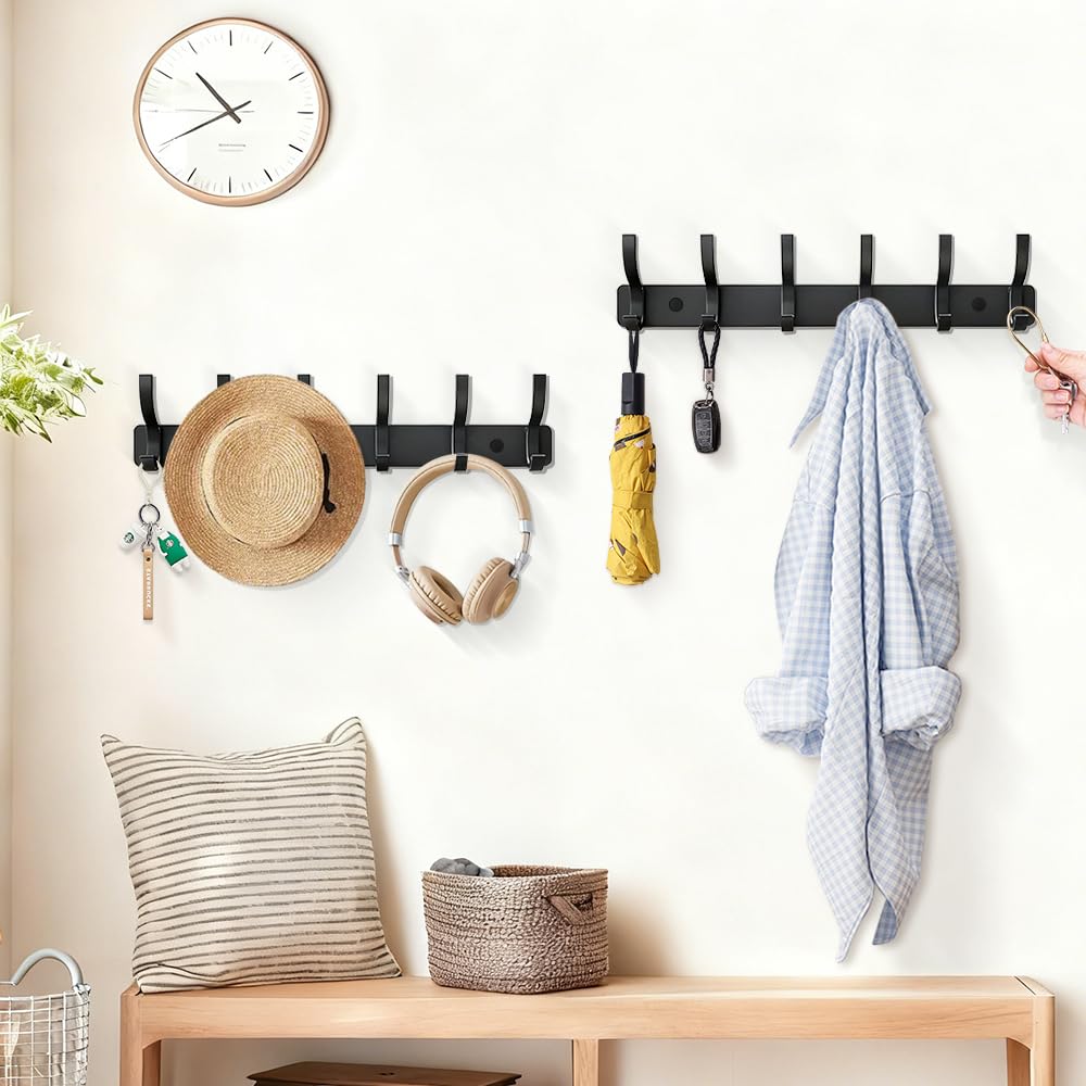 MIVITOOM Coat Hooks Wall Mounted, 2 Pack Heavy Duty Coat Rack, 31cm Length Double Door Hook Rail for Entryway Bedroom Bathroom Kitchen Home Storage - image 2