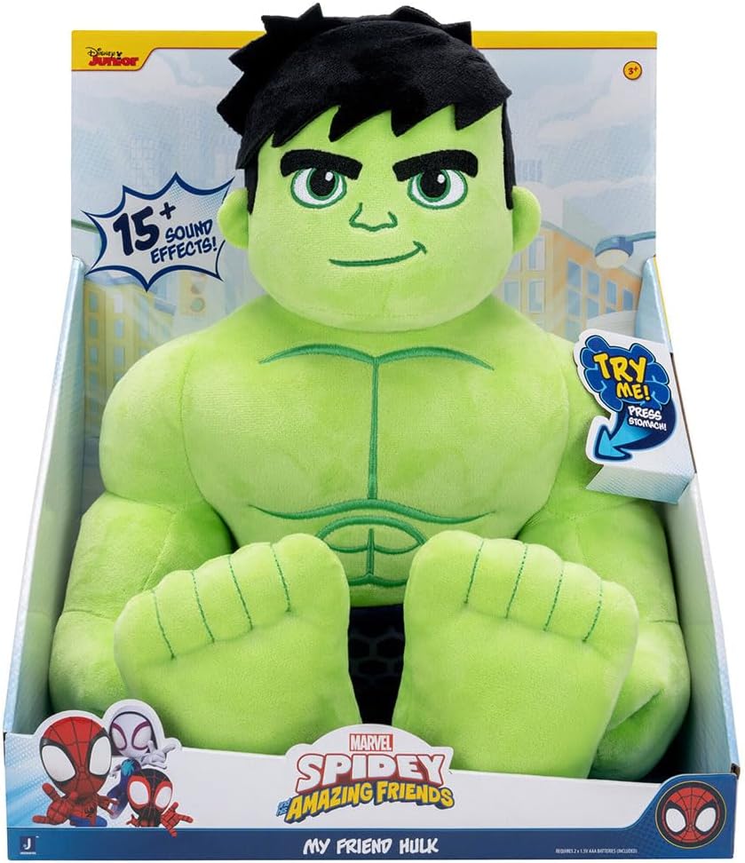 Marvel Hulk Plush Toy – Spidey and His Amazing Friends Interactive Doll