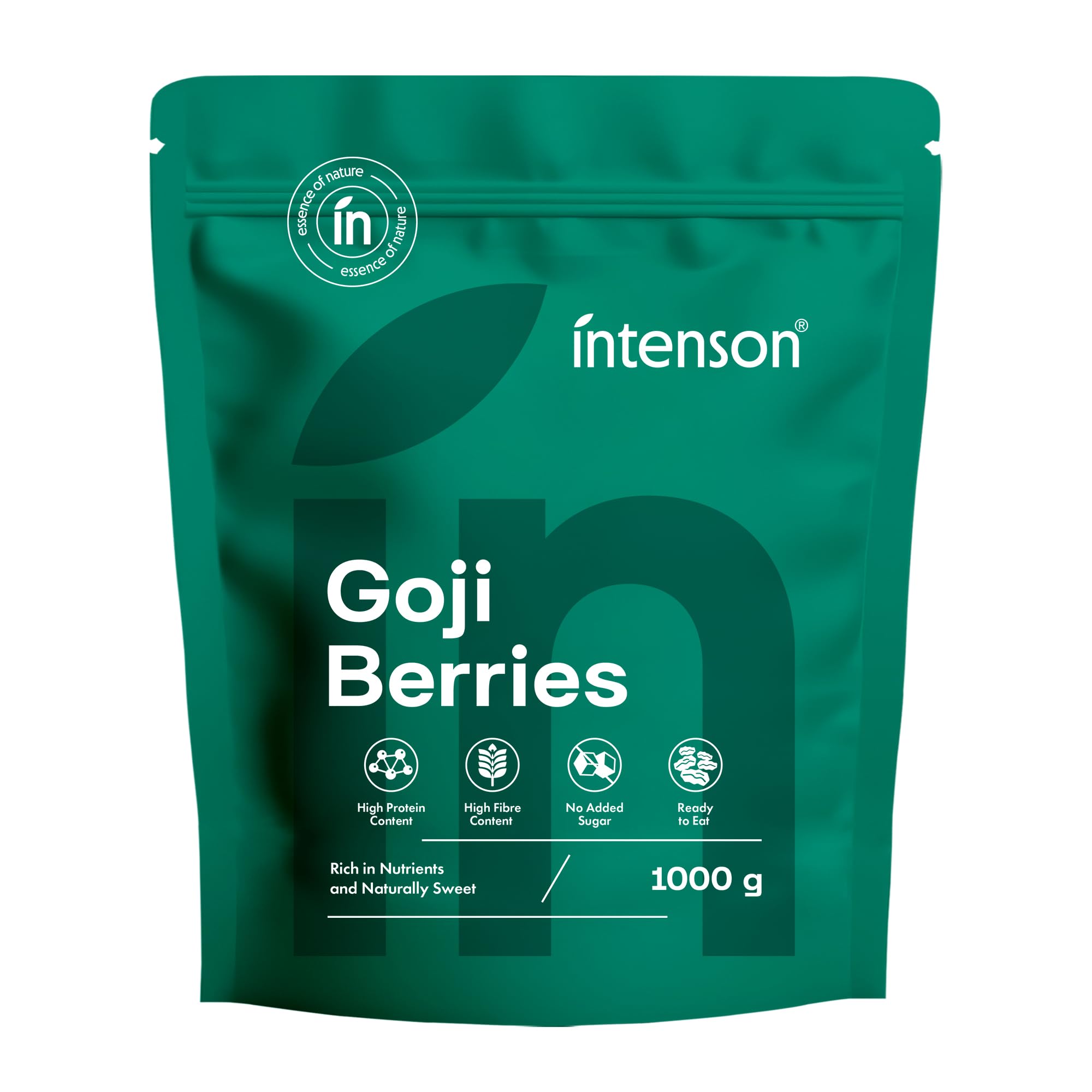 Intenson Dried Goji Berries – 1000g Vegan Superfood, High Fibre