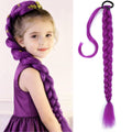 26 Inch Purple Braided Ponytail Extension - Synthetic Claw Clip