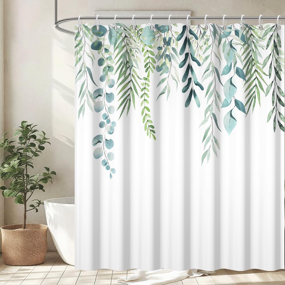 Sage Green Eucalyptus Shower Curtain | Waterproof Polyester