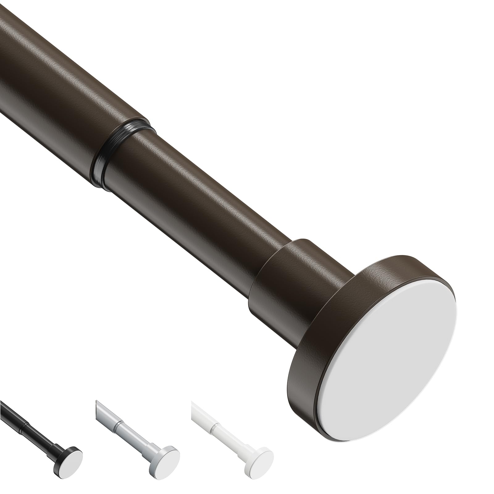 WELDUN Extendable Shower Curtain Tension Rod | 48-82cm No Drill Black Steel