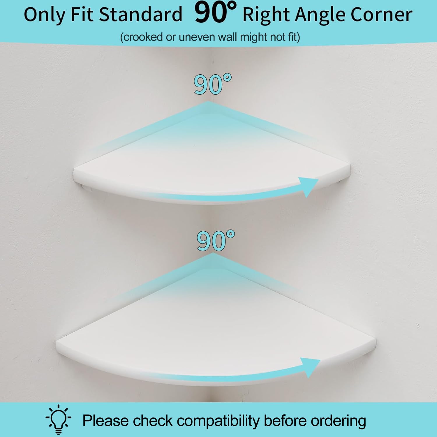 Gieanoo White Oak Floating Corner Shelves - Set of 3 Solid Wood Wall Mount
