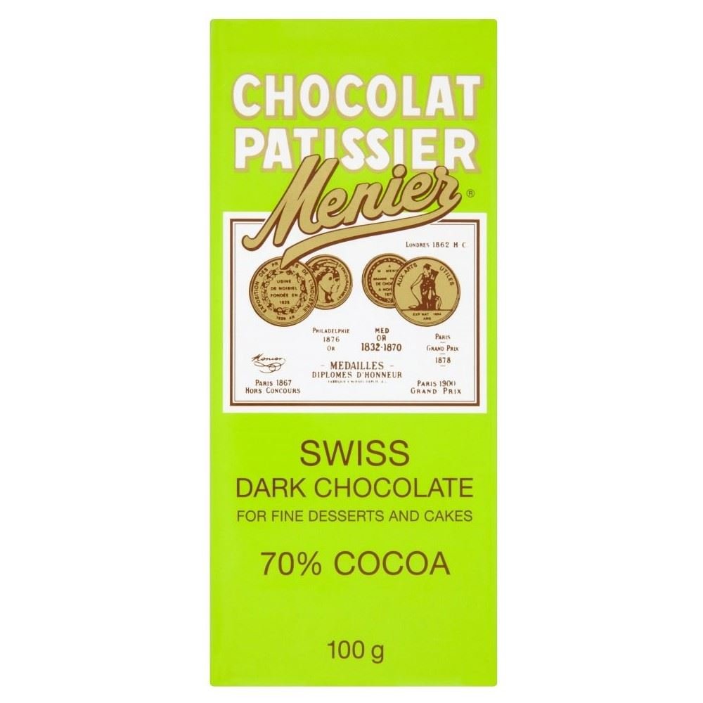 Menier Swiss Dark Cooking Chocolate – 70% Cocoa Solids (100g) – 6 Pack