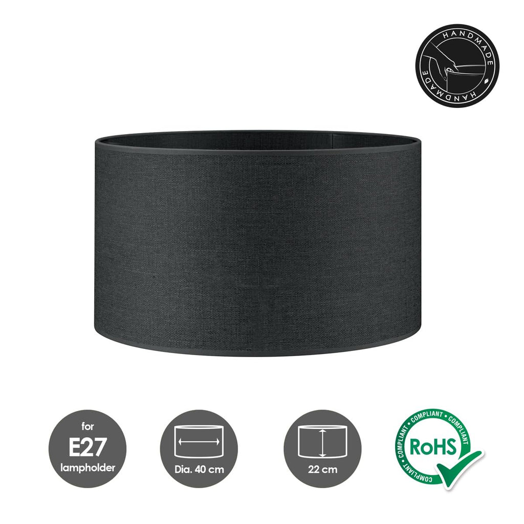 Home Sweet Home Dark Grey Cotton Drum Lampshade | 40cm Cylinder E27