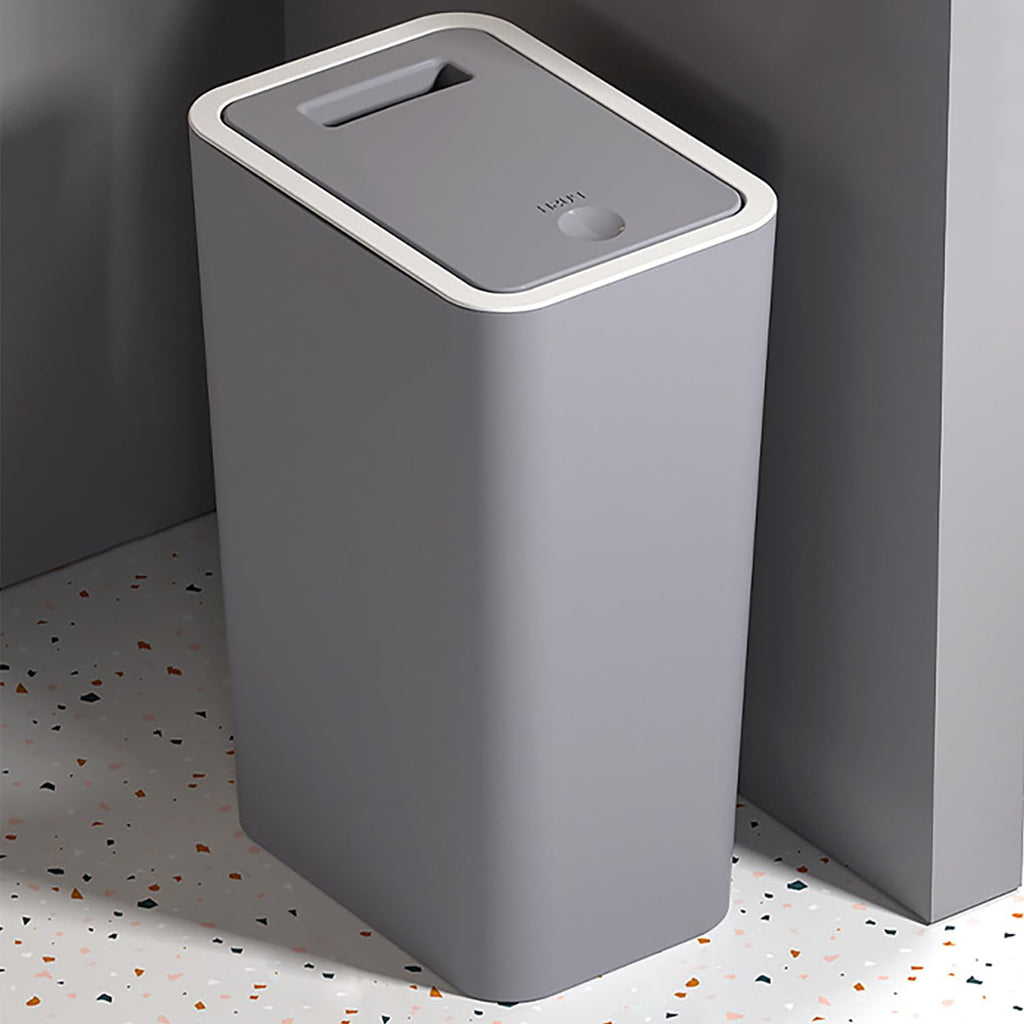 9L Bathroom Bin with lid,Kitchen Bins,Push Button Plastic Toilet Bin,Bedroom,Office,Living Room,Dog Proof Grey - image 1