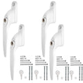 WODSTA Lockable UPVC Window Handles – 4PCS White Aluminum with Keys