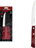 Tramontina 6-Piece Steak and Pizza Knife Set, Red Wooden Handles