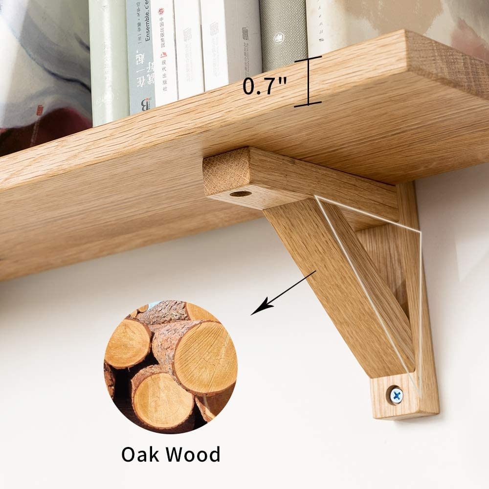Gieanoo Solid Oak Floating Shelves | Rustic Wood Wall Shelf with Brackets
