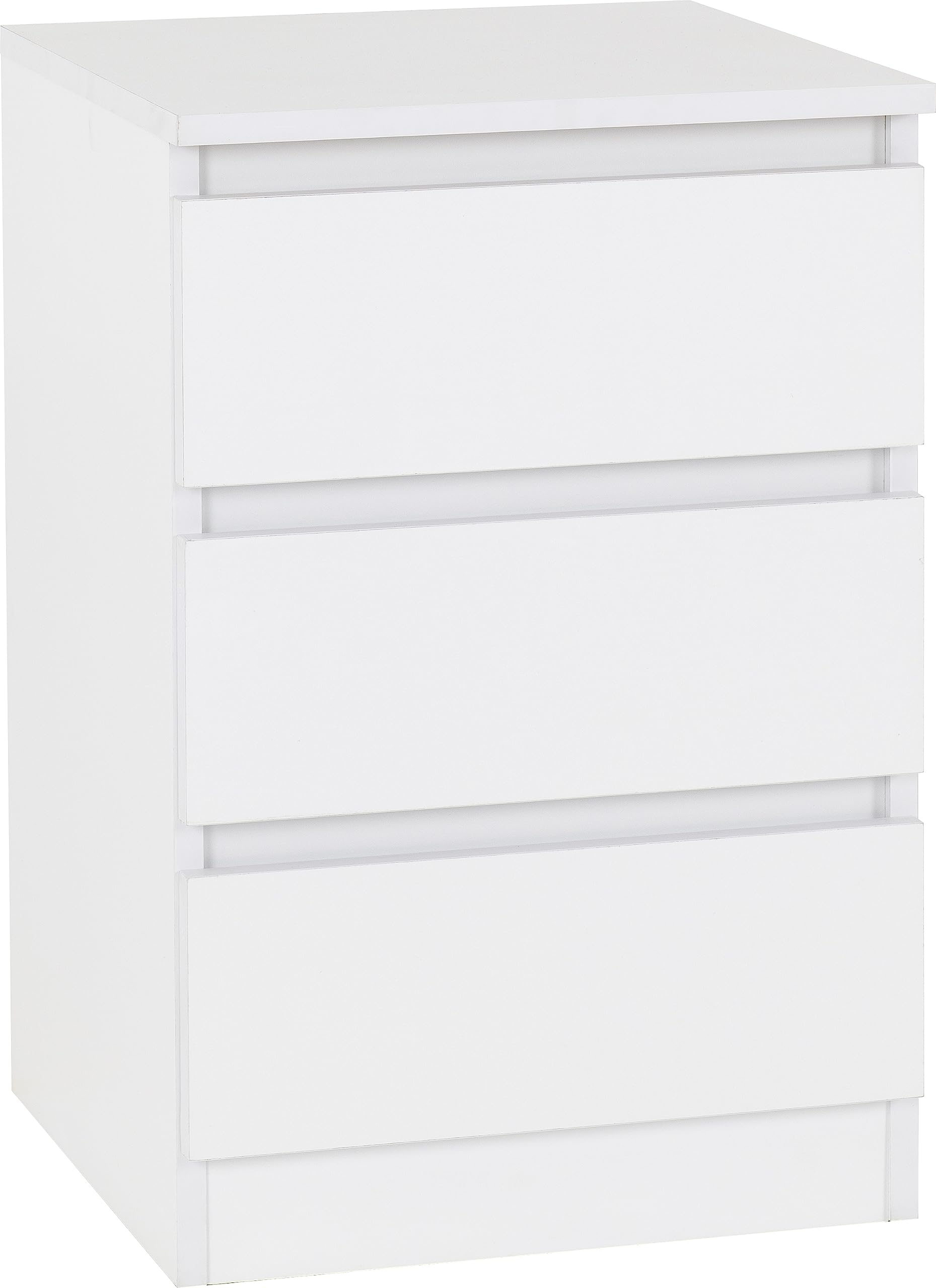 Seconique Malvern 3 Drawer Bedside Table | Modern White Nightstand