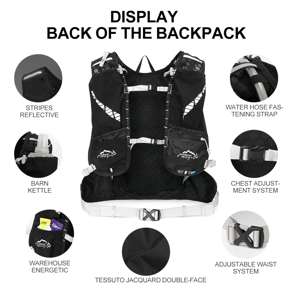 INOXTO Hydration Vest Backpack – Lightweight Running Pack with 1.5L Bladder