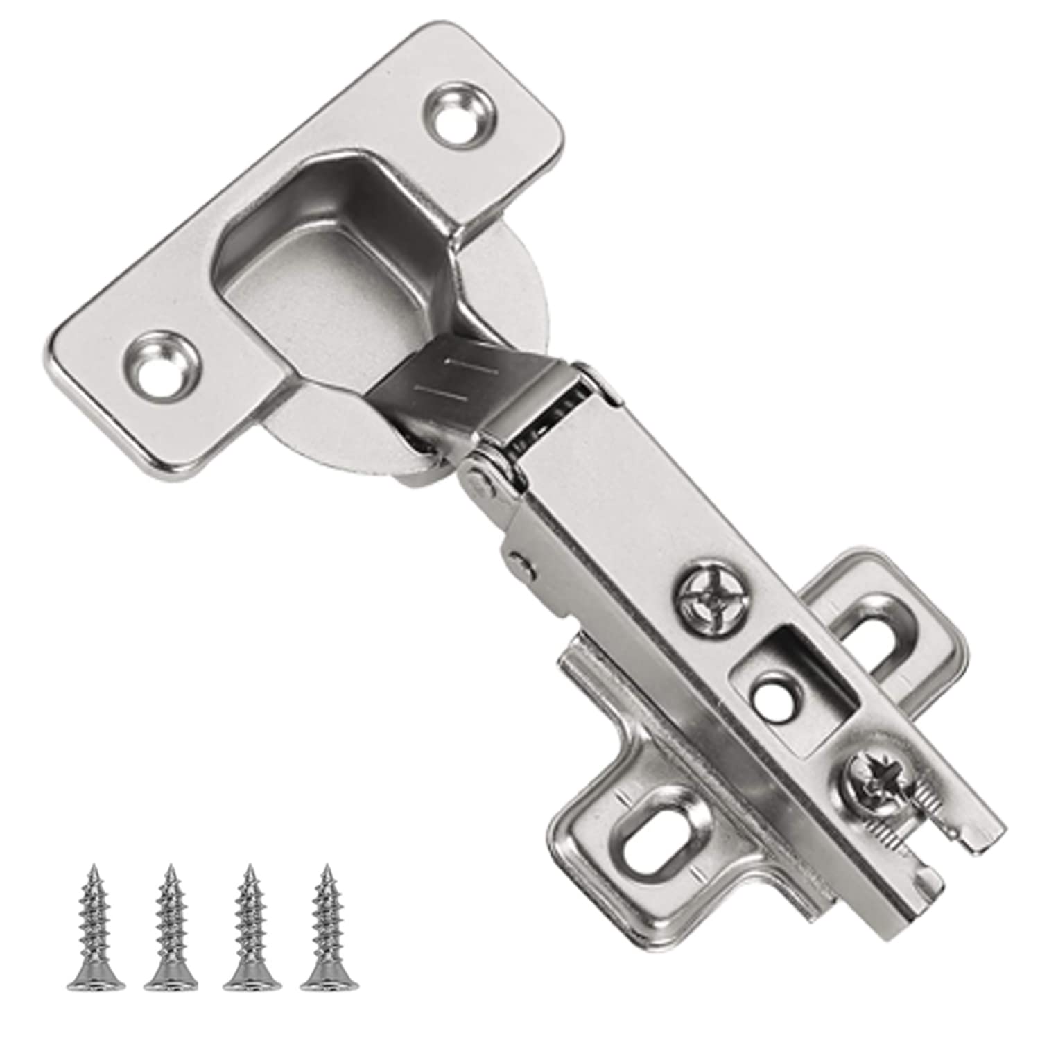 Furniware 110 Degree Full Overlay Cabinet Door Hinges, Nickel - 10 Pack