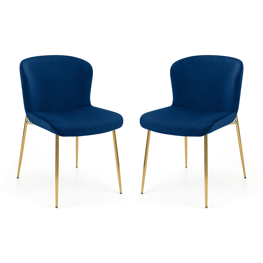 Julian Bowen Harper Dining Chairs, Set of 2, Blue - H82 x W49 x D60cm