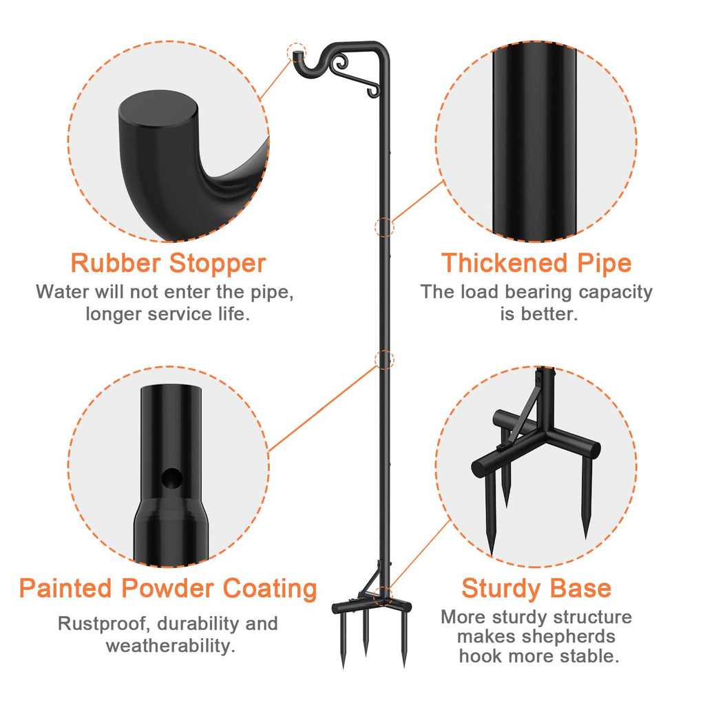 Bomclap Shepherd Hook 2-Pack | 75-inch Adjustable Iron Garden Hook
