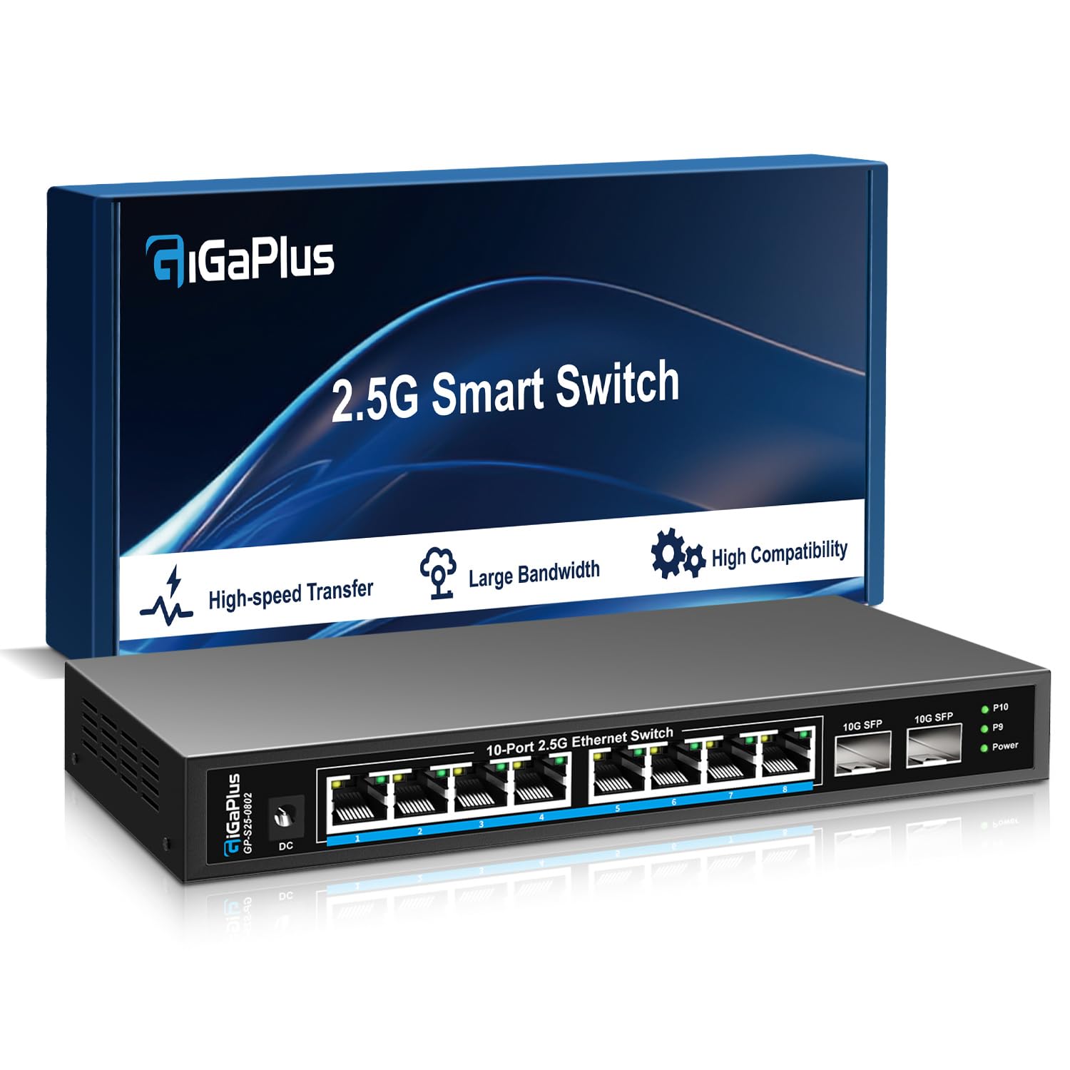 GiGaPlus 10-Port 2.5Gb Ethernet Switch | 8x 2.5G Base-T & 2x 10G SFP+