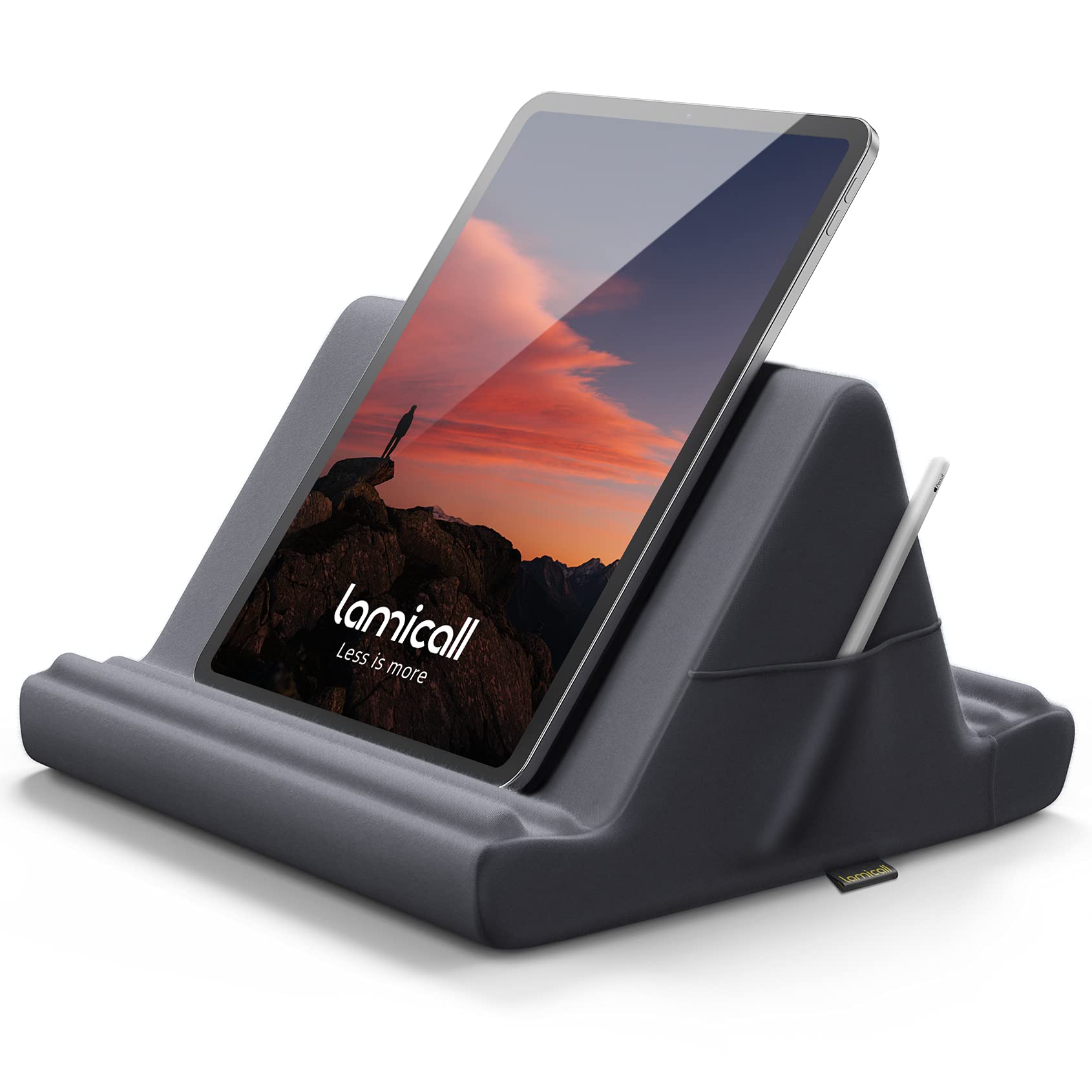 Lamicall Tablet Pillow Stand – Soft Cushion Holder for iPad & Bed, Grey