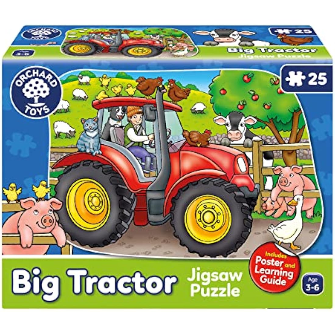 Orchard Toys Big Tractor Jigsaw Puzzle | 25-Piece Farm Shaped Puzzle
