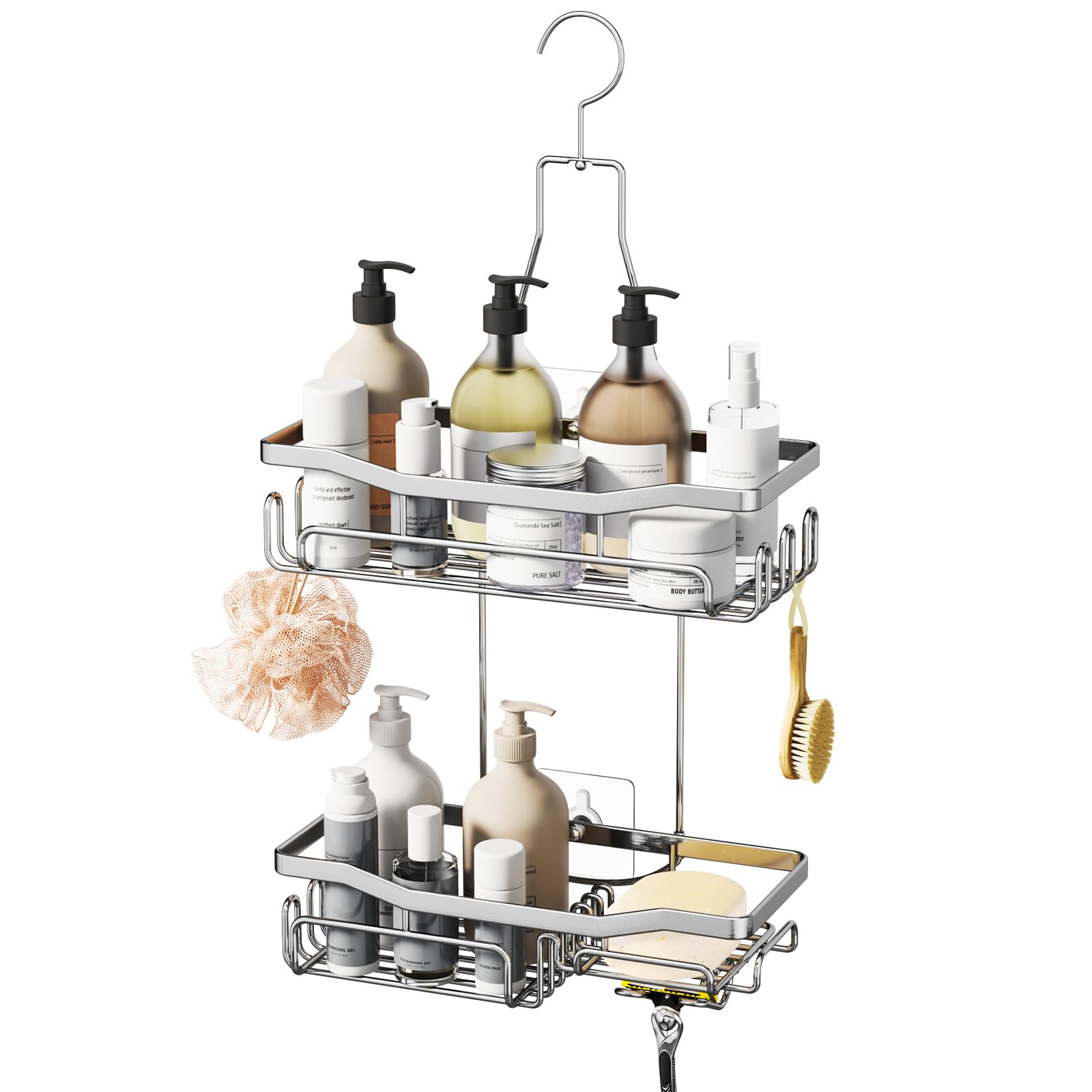 HapiRm Hanging Shower Caddy – 2-Tier Rust-Resistant Stainless Steel Shelf