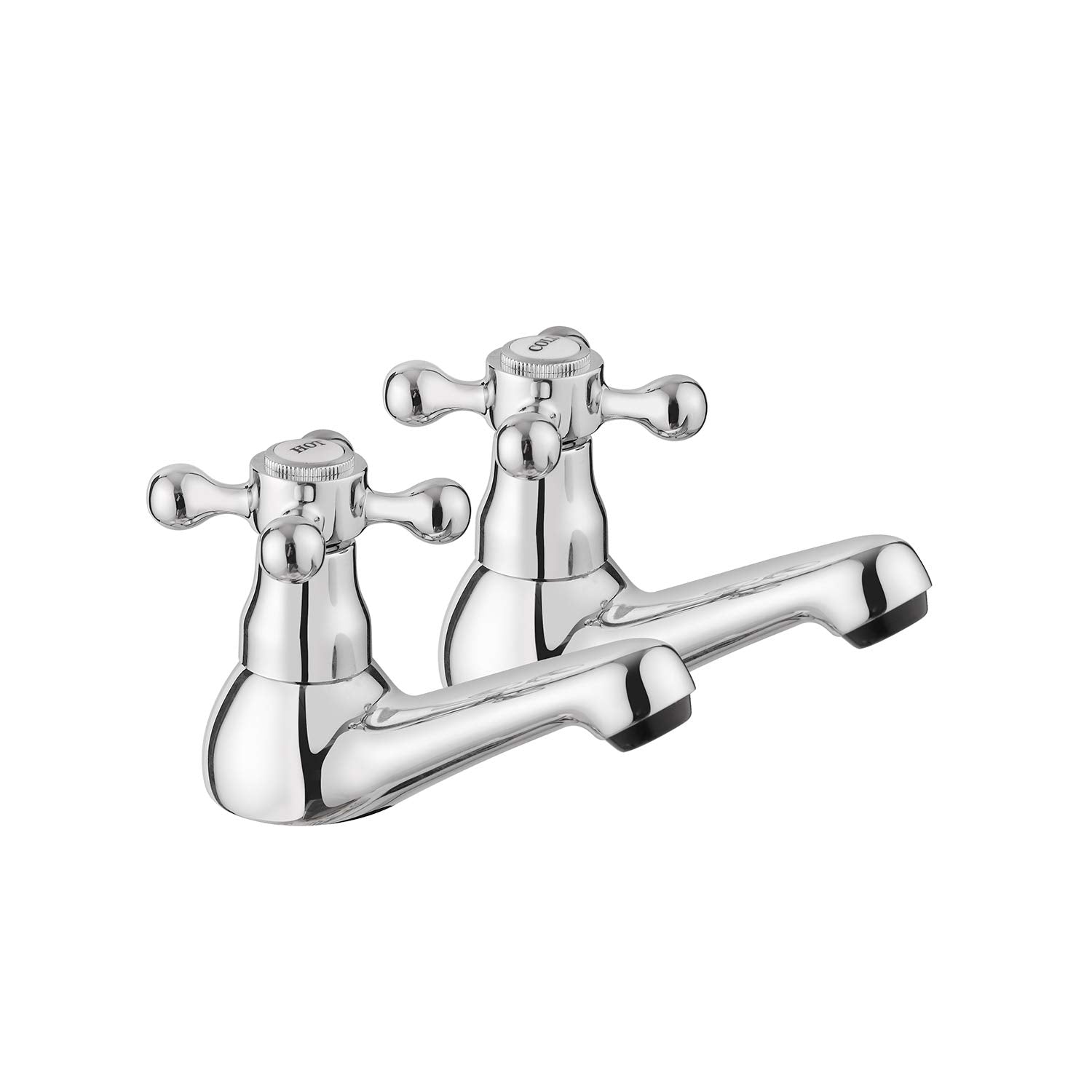 JASSFERRY Victorian Basin Taps - Crosshead Brass Faucet, Chrome (Pair)