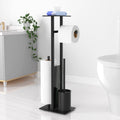 Jolof Store Free Standing Toilet Roll Holder with Brush & Shelf, Matte Black