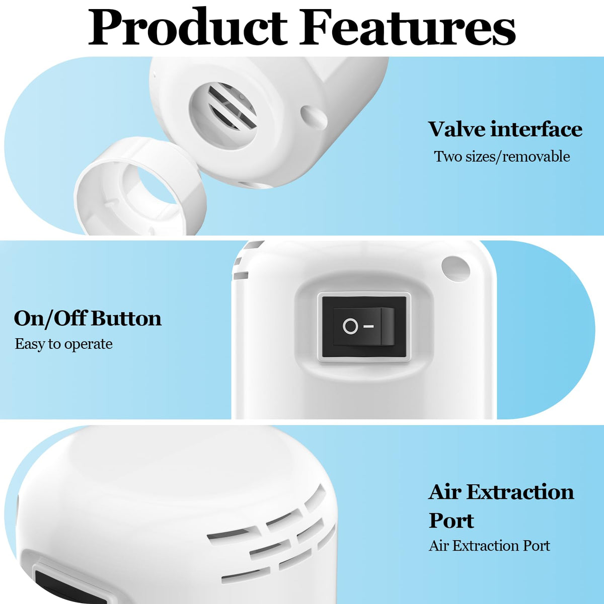 LKV Electric Pump for Vacuum Storage Bags Travel Vacuum Pump 4200Pa, White - image 3