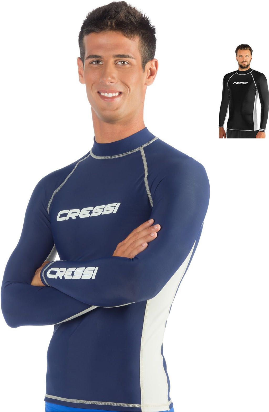 Cressi Men's Long Sleeve Rash Guard | UPF 50+ UV Protection - Blue