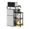 Furinno Turn-N-Tube 4-Tier Bakers Rack with Mini Fridge Stand - Walnut