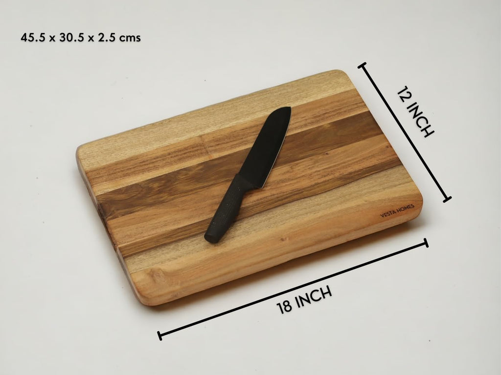 Vesta Homes Extra Large Acacia Wood Cutting Board | 18x12 Serving Block