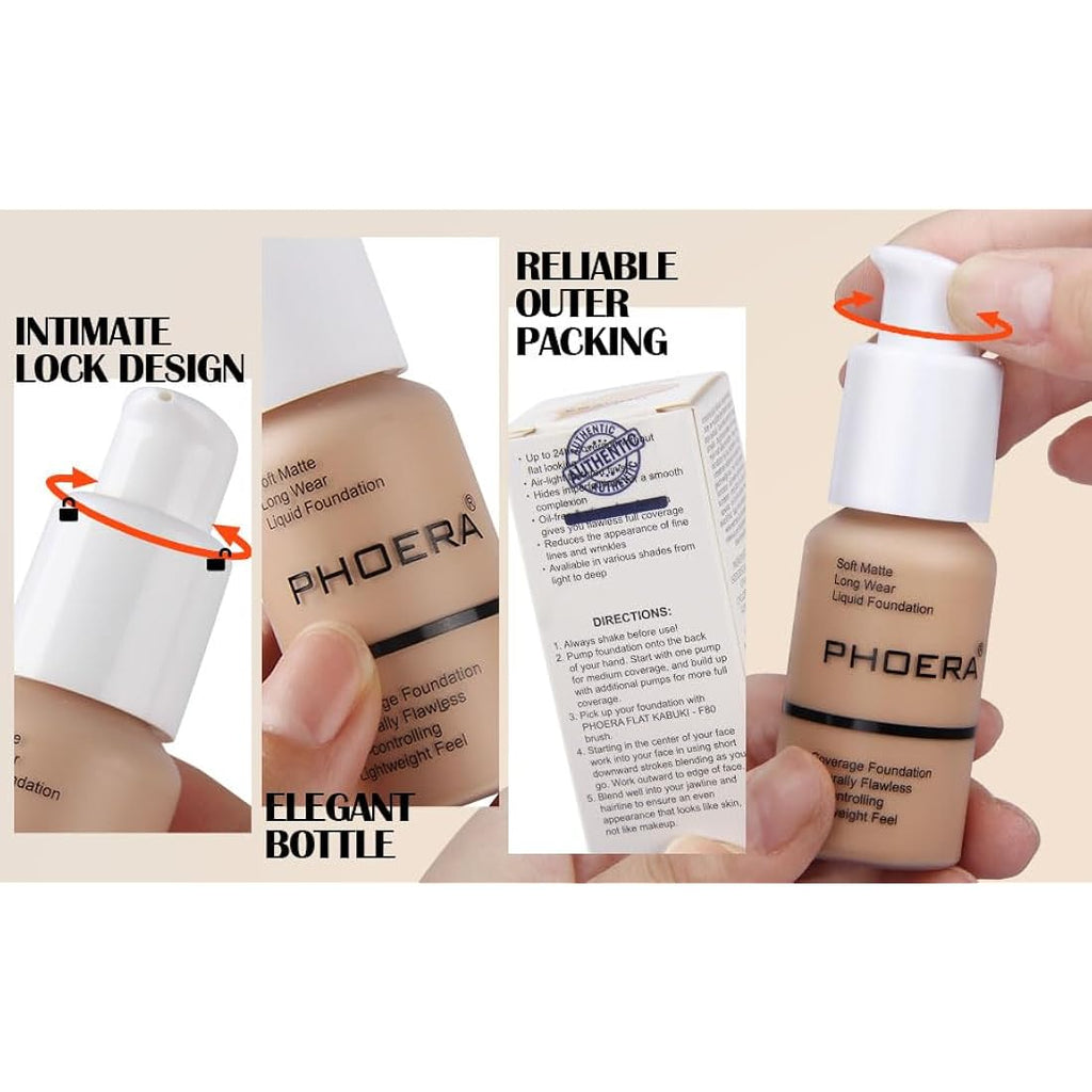 PHOERA Full Coverage Foundation – Soft Matte Oil Control Makeup 30ml