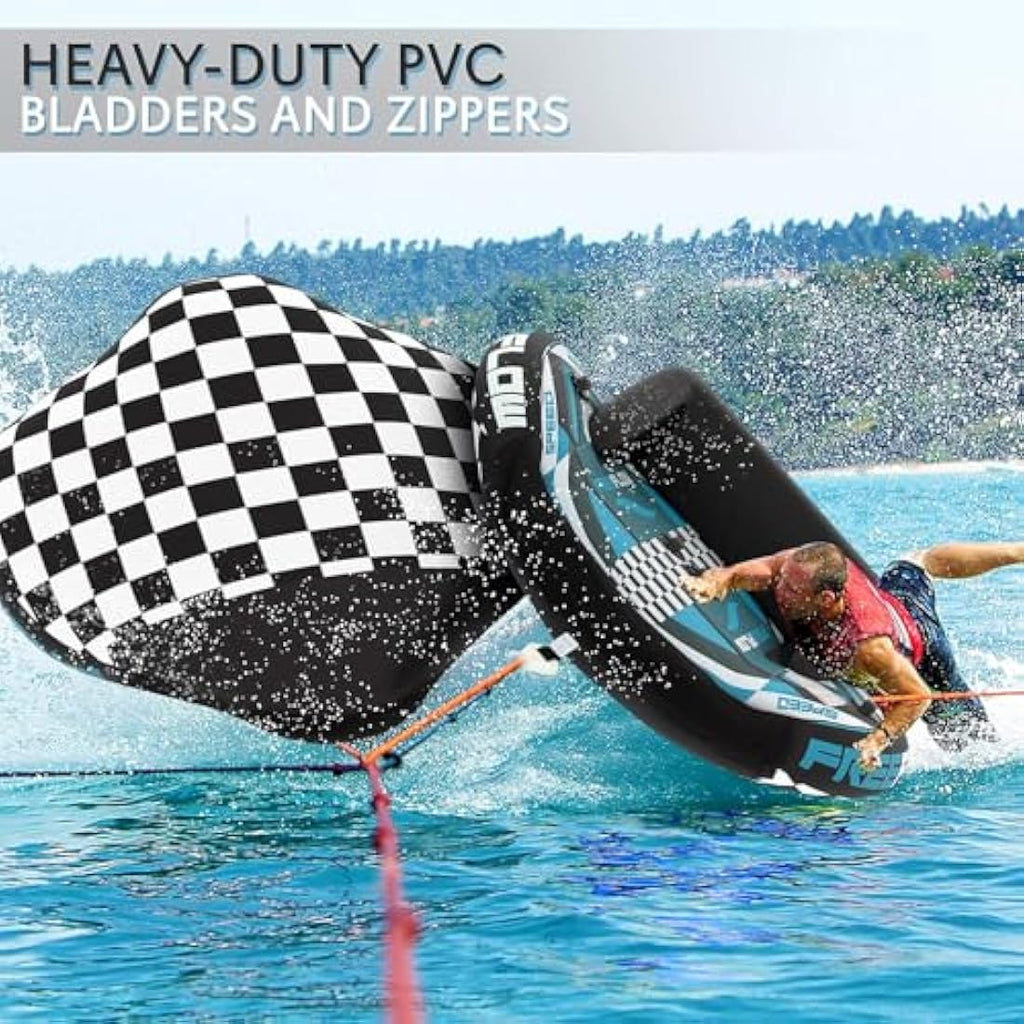 SereneLife 2-Person Inflatable Towable Booster Tube for Boating | PVC